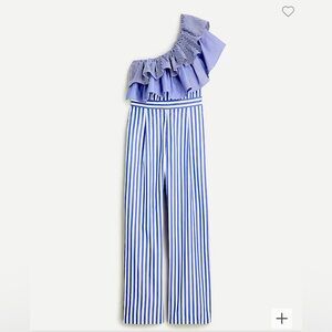 One-shoulder ruffle jumpsuit in mixed stripe Size 2